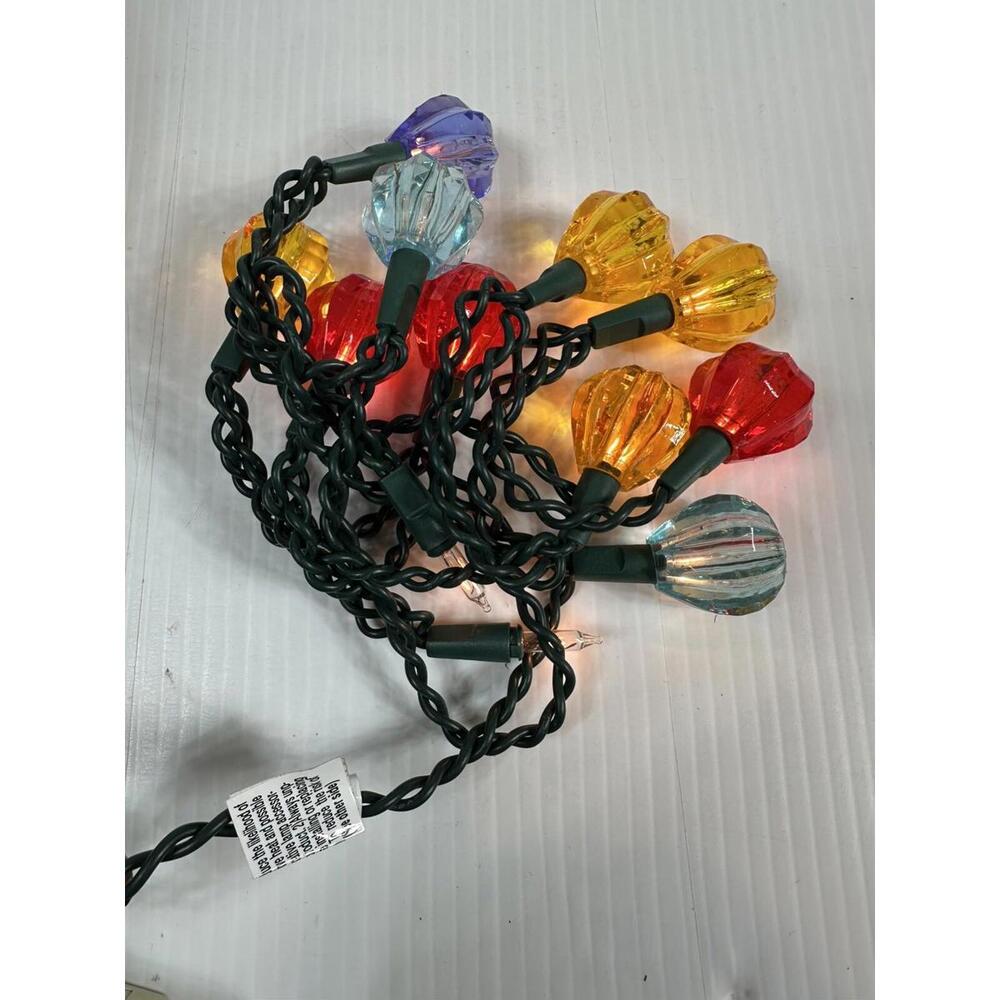 VTG Gem Stone Cut Plastic Christmas Lights Ornament Jewel Color Missing 2 Covers